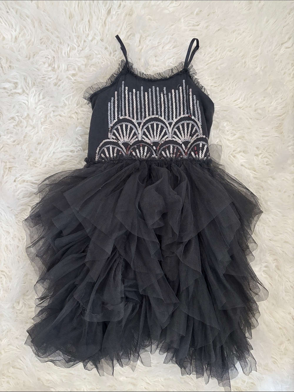 Cotton On Kids Girls Black Tulle Ballet Dress with Sequin size 5
